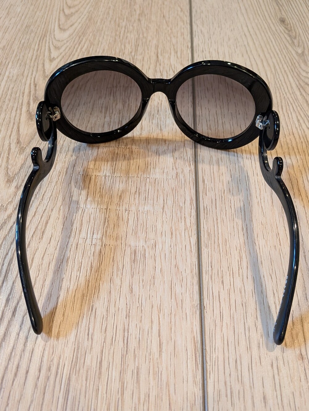 Prada Minimal Baroque Round Black Sunglasses SPR 27N Made in Italy - Picture 12 of 15